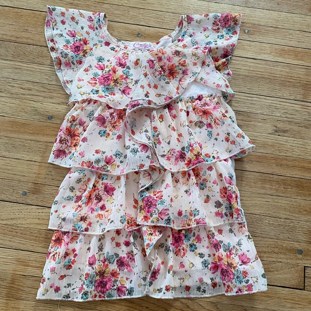 Candie’s Girl 10-12 Floral Ruffle Blouse